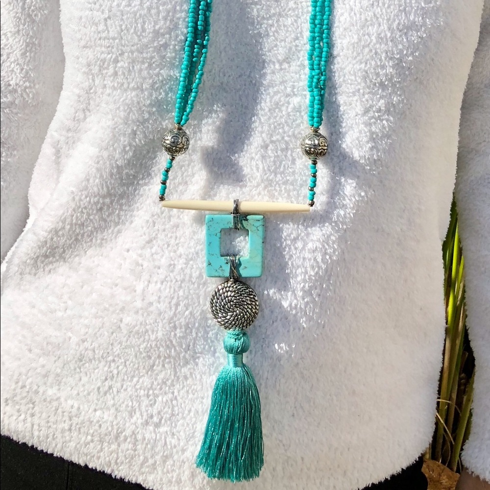 BOHO Turquoise Beaded Long Necklace